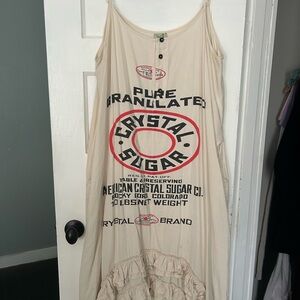 Crystal Sugar Graphic Cream Midi Dress